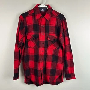 Camicia da caccia vintage Woolrich M USA rossa nera bufalo boscaiolo lana pesante - Foto 1 di 9