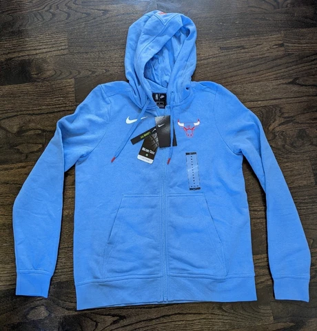 Womens Nike Chicago Bulls Long Sleeve Full Zip Hoodie Jacket Blue Loose Fit Sz M Cover