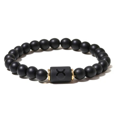 Zense - Pulsera elástica Taurus Black Zodiac con cuentas de ónix ZB0382 - Imagen 1 de 4