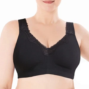 Womens Plus Size Bra Non Wired Non Padded Bra Cotton Rich Full Firm Support Bra - Picture 1 of 33