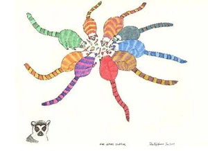 Card C6: "Nine Lemurs Scoffing colourway 1" #PeterBrighouseIllustrator - Picture 1 of 5