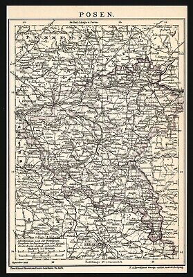 Landkarte Anno 1899 - Posen Kempen Lissa Fraustadt Bomst Birnbaum Schubin Kolmar • 10€