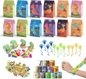 Dinosaur Goodie Bags with Dino Party Favors for Kids, Birthday Party Supplies fo - Picture 1 of 12