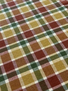 Vintage Autumn Plaid Tablecloth – Rust, Gold, Green – 56" x 64" Cotton Blend - Picture 1 of 6