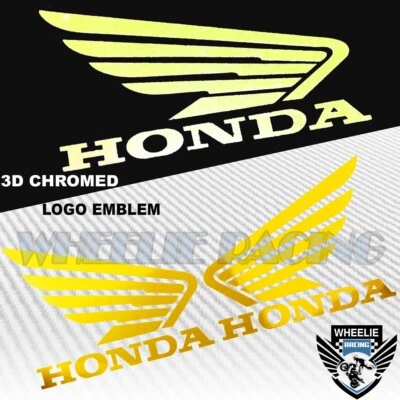 4.5" GAS FUEL TANK FAIRING DECAL REFLECTIVE VINYL WING LOGO STICKER HONDA YELLOW - Image 1 of 3