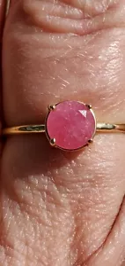 Rubin Rundschliff Solitär Ring 10kt massiv Gelbgold - Bild 1 von 12