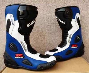 Suzuki MOTORBIKE MOTORCYCLE RACING LEATHER SHOE/ BOOT WITH GLOVES - Bild 1 von 4