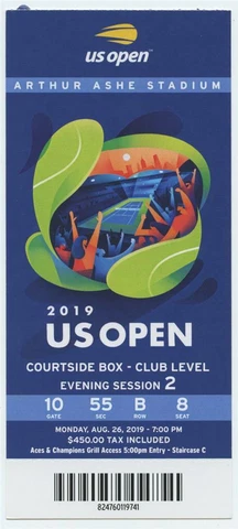 US Open Tennis 8/26 2019 Courtside FULL TICKET Serena Williams Bianca Andreescu Cover