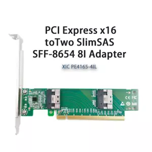 Adapter PCI Express x16 na dwa SlimSAS SFF-8654 8i XIC PE4165-4IL shinreal - Zdjęcie 1 z 11