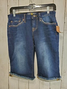 NEW Lucky Brand Womens Denim Abbey Bermuda Raw Hem Shorts 0/25 Mid Rise Easy Fit - Picture 1 of 9