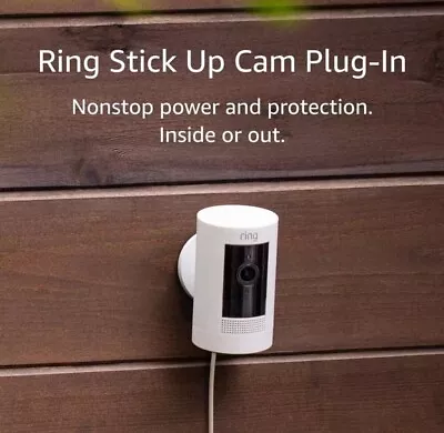 RING New : STICK UP CAM Plug-In, Nonstop Indoor/Outdoor Camera 1080p HD - Image 1 of 4