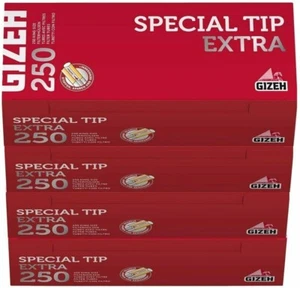 4 Boxes Gizeh Filter Tubes Special Tip Extra King Size Filtri 250 in Box - Picture 1 of 4
