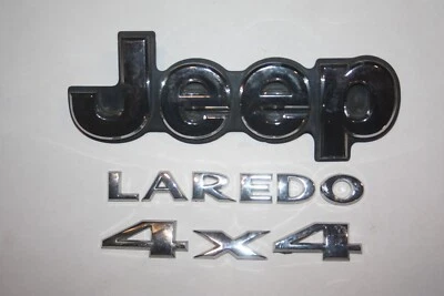 2014-2018 Jeep Cherokee Laredo 4x4 Rear Lift Tail Gate Lid Emblem Set Chrome - Image 1 of 2