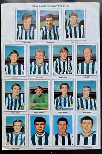 NEWCASTLE UTD signed 1968/69 FKS Team sticker set MARSHALL MONCUR BURTON McNAMEE - Picture 1 of 1
