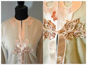 Suéter Pinup Top Lana Años 50 60 De Colección Talla 38 Beige y Rosa Diseño Asiático Único - Imagen 1 de 1