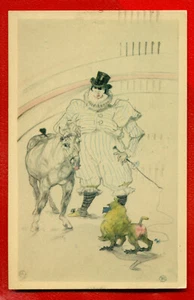 ZIRKUSMANN PFERD UND AFFE VON TOULOUSE LAUTREC ALTE POSTKARTE GEBRAUCHT 616 - Bild 1 von 2