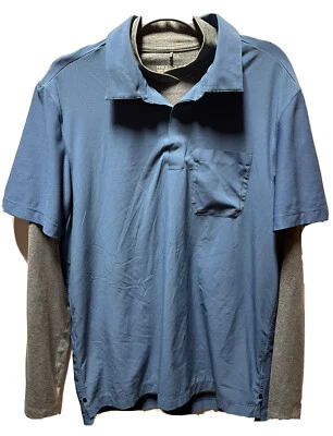 Nike Golf Colorblock L/S Polo y Cuello Alto Azul Gris 2 en 1 Camisa Talla Grande Foto 1 de 4