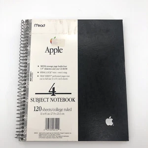 Vtg Apple Computer Spiral Bound Notebook Insert Info Sheet Black Mead 4 Subject - Afbeelding 1 van 13