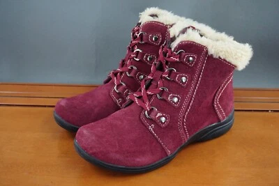 Earth Origins Crowley Shoe Womens 8.5 Red Suede Lace Up Zip Comfort Ankle Bootie - Image 1 of 4