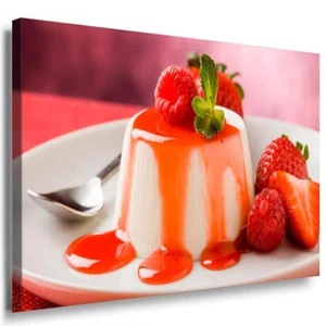  Pudding Erdbeere Leinwandbild AK Art Bilder Mehrfarbig Kunstdruck Wandbild XXL - Bild 1 von 5