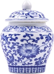 Chinoiserie Blue and White Porcelain Mini Ceramic Ginger Jars with Lid Ancien... - Picture 1 of 2