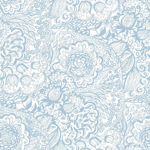 Peel and Stick Wallpaper Boho Blue Wallpaper Blue and White Floral Wallpaper for - Picture 1 of 9