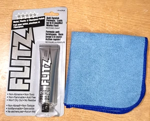 Flitz Polish 50g tube with 12x12in Blue Micro Fiber Polishing Cloth, Free post! - Picture 1 of 2