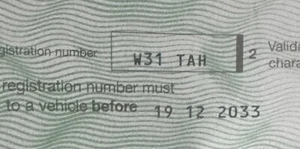 Privates Nummernschild auf Retention W31 TAH - Bild 1 von 1