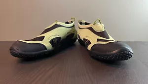LL Bean Water Shoes Green Tan Beach Cabin Outdoors Slip On 050911 Womens Size 7 - Picture 1 of 8