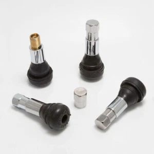 4Pcs TR413C Car Accessories Wheel Tire Valve Stems Short Chrome Rubber Cap Cover - Picture 1 of 12