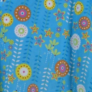 Sierra Scrubs Top Medical Blue Colorful Flowers Yellow Green Orange Pink Sz XXL - Picture 1 of 2