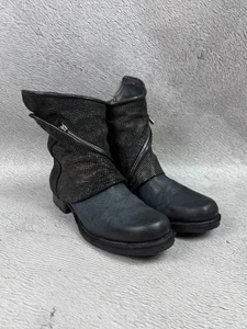 Airstep A.S. 98 Leather Boot Boho Biker Dark Blue Leather Italy Women 39 Size - Picture 1 of 13