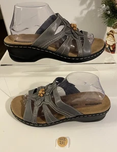 New Clark’s Collection Blue Leather Sandals Women’s Sz. 9 XW - Picture 1 of 5