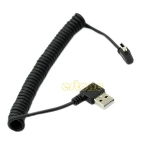Spring Coiled USB 2.0 Male to Mini USB 5 Pin Data Sync Charger Cable - Picture 1 of 6