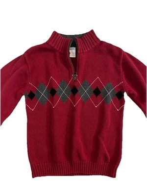 Boys Size 6 Red Quarter Zip Pull Over Sweater Gymboree Christmas Sweater - Image 1 of 4