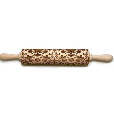 STODOLA Embossed Rolling Pin with Nature Pattern – Engraved Cookie Design - Image 1 of 4