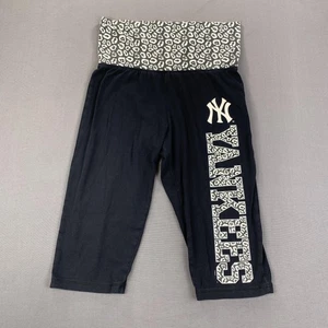 New York Yankees Pants Womens Medium Black MLB Baseball Capri Leggings Leopard - Picture 1 of 13