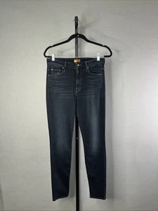 Pantalones de mezclilla elásticos de tiro medio azul oscuro 29 azul oscuro looker cintura alta madre - Imagen 1 de 13