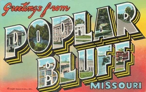 Postcard Large Letter Greetings from Poplar Bluff Missouri MO - Picture 1 of 2