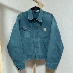 90s Carharrt Unlined Chore Jackets JU1055 Blue L Vintage Japan - Picture 1 of 5