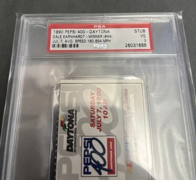 Boleto Nascar 1990 Pepsi 400 talón Dale Earnhardt Sr #44 victoria en Daytona PSA Foto 1 de 3