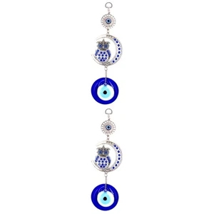 Set of 2 Moon Owl Hanging Ornament Miss Car Interior Pendant Alloy - Picture 1 of 12