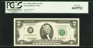 $2 2003A Federal Reserve Note Fr. 1938-G PCGS Gem New 66 PPQ - Picture 1 of 3