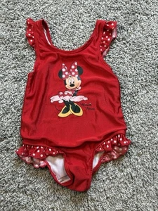 Disney Minnie Mouse Girls One Piece Swimsuit Red White Polka Dot Size 2T - Picture 1 of 7