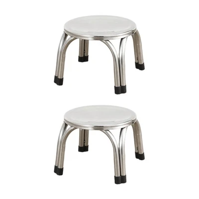 2Pcs Small Round Low Stools Footstools Ottomans Kids Sofa Benches Stackable - image 1 of 4