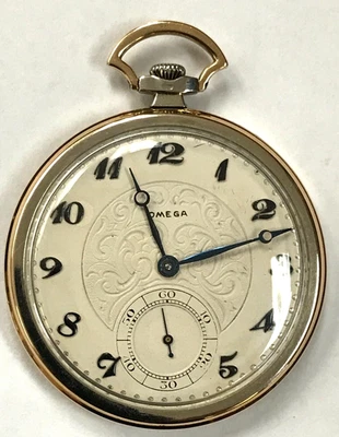 RARE Antique OMEGA 14K Solid Rose & White Gold Pocket Watch WORKING! WARRANTY!! - Image 1 of 4
