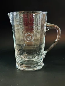 Juliska Berry & Thread Clear Glass Pitcher Ribbed Medallion 8.5” H Portugal - Picture 1 of 10