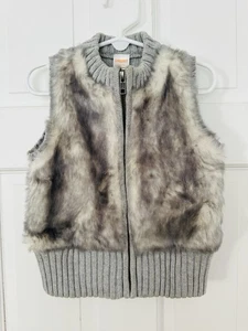 Gymboree Girls Gray Faux Fur Sweater Vest With Zipper Size 4 - Picture 1 of 6