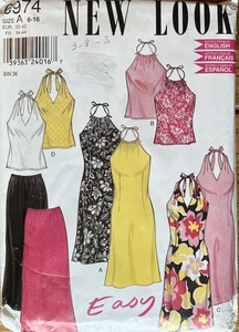 Simplicity NEW LOOK 6974 Halter Dress & Top +Skirt sewing pattern sz 6-16 UNCUT - Picture 1 of 2