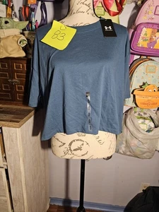 Neu mit Etikett Under Armour kastiges kurz geschnittenes blaues lockeres T-Shirt Größe XL - Bild 1 von 8